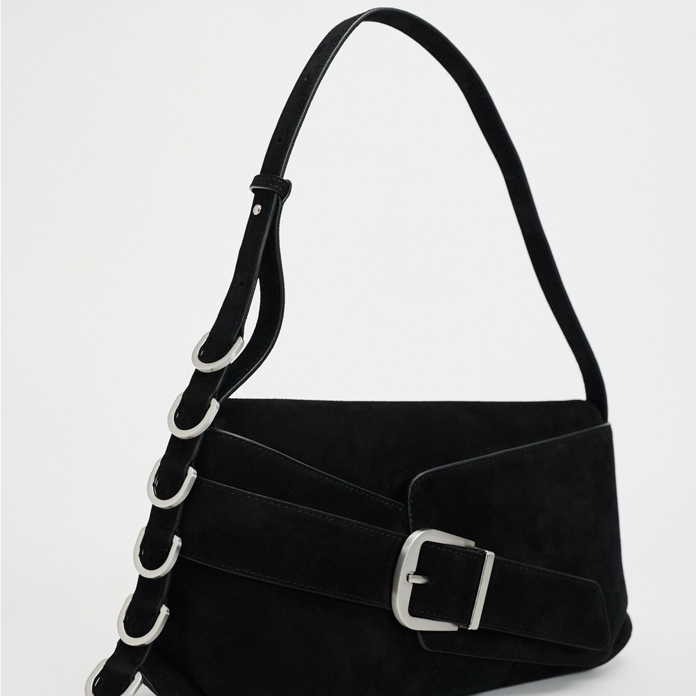 Zara Suede Black Shoulder Bag